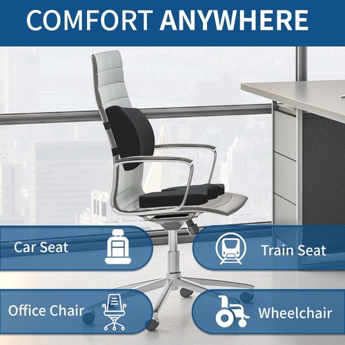 Memory Foam Seat Cushion & Lumbar Support Pillow for Office Chair Car Wheelch... - Picture 9 of 9
