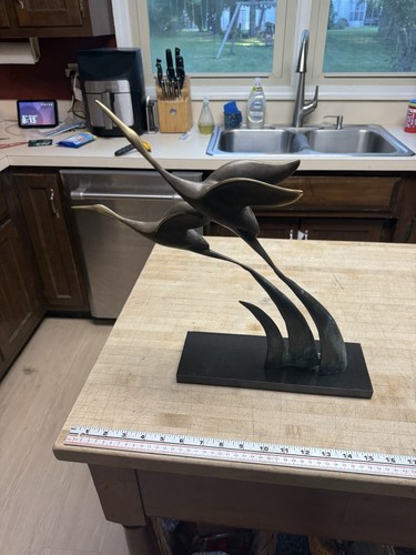 SPI San Pacific Int'l Egret Gru cicogna uccellino bronzo ottone scultura metallo - Foto 2 di 10