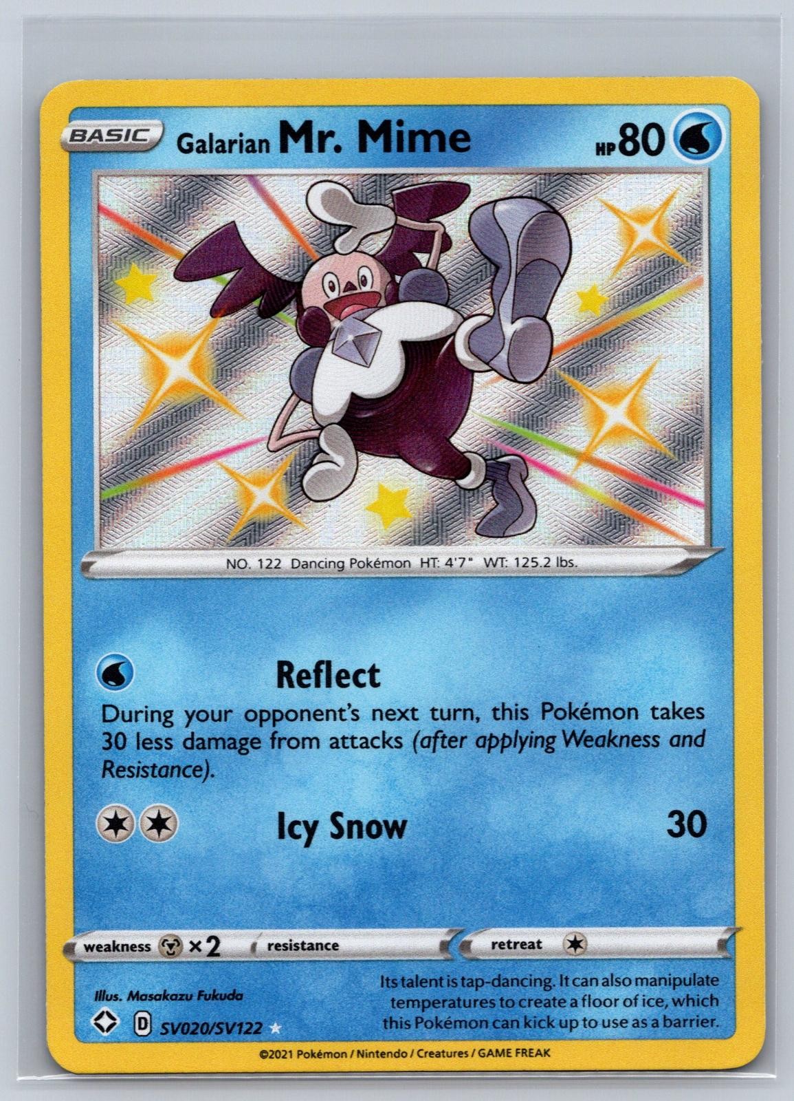 Galarian Mr. Mime SV020/SV122 Shining Fates Shiny Vault Pokemon Holo NM