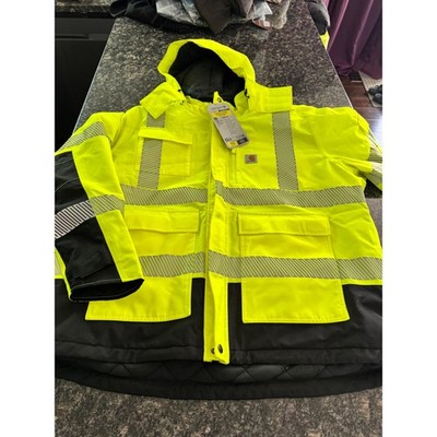 Carhartt Mens Hi-Vis Waterproof Insulated Class 3 Jacket XL Loose