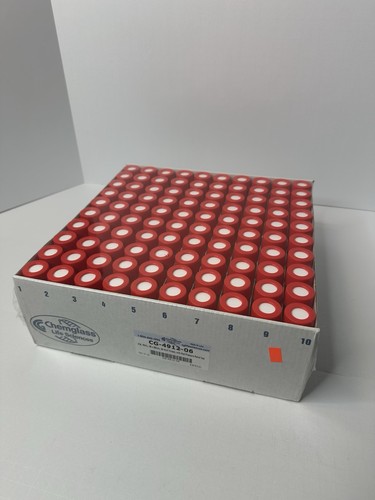 Chemglass CG-4912-06 Vials 40 mL 24-414 Thread Red Cap – Box of 100 - Picture 1 of 2