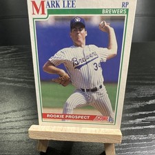 Score 1991 Mark Lee Milwaukee Brewers #372 Rookie Prospect Baseball Card Base. rookie card picture