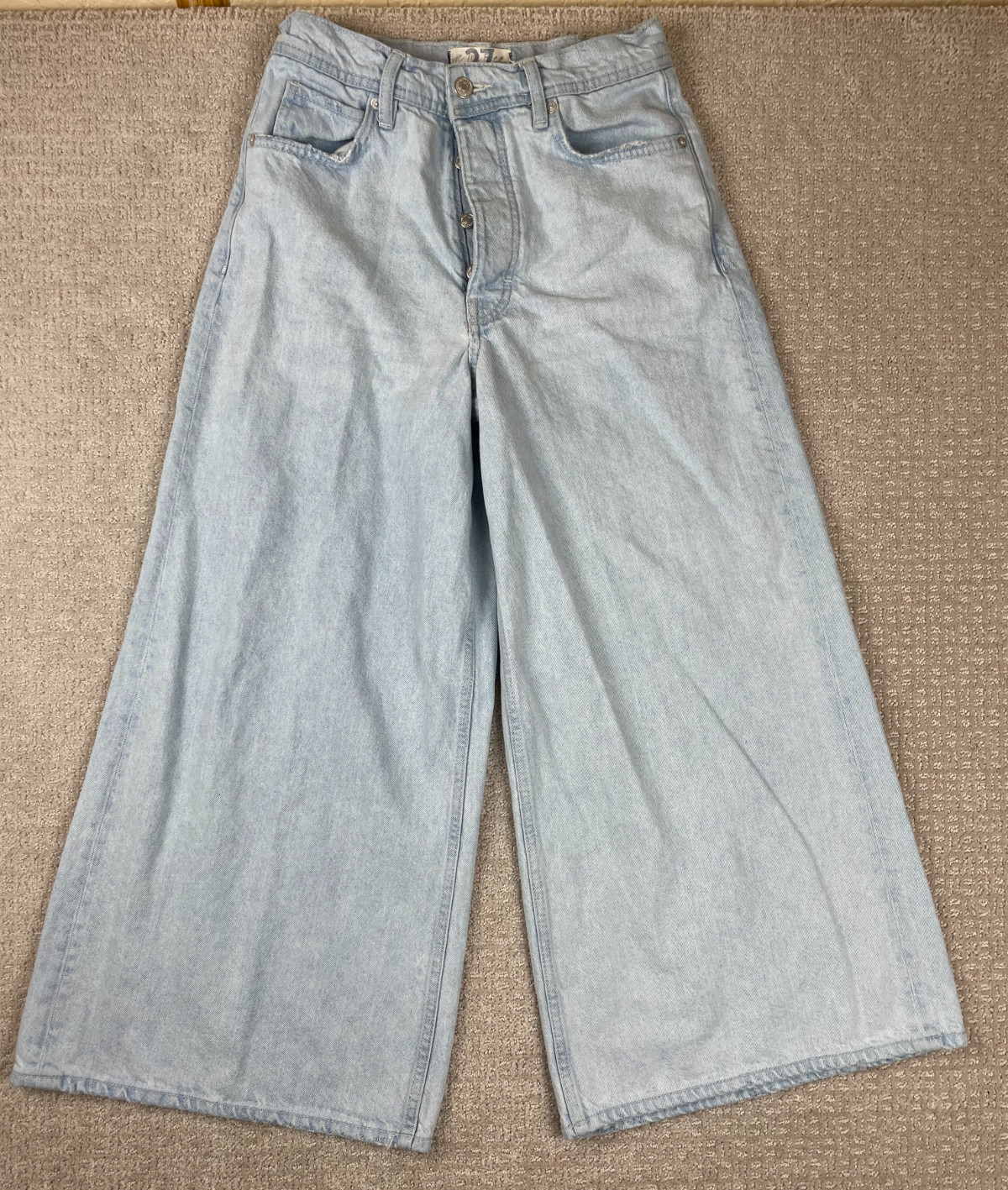 We The Free Jeans Womens Size 27x27 Ultra Wide Leg Light Wash Denim Button Fly