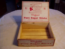 VINTAGE WOODWARD'S PURE SUGAR STICKS CANDY ADVERTISING STORE DISPLAY SIGN BOX