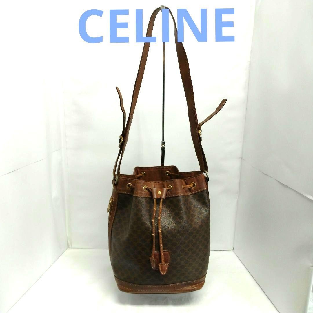 Celine Triomphe Macadam Drawstring Crossbody Shoulder Bag ALR11