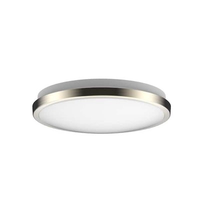DYMOND 10 in. Modern Ring Brushed Nickel LED Flush Mount Ceiling Light Fixture 