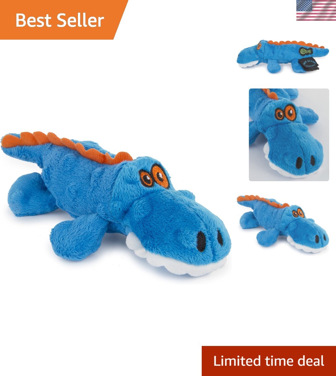 Just For Me Gator Dog Toy, Blue
