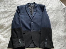 TOP SHOP MANS  WOOL 47% BLAZER/JACKET Size 42 WORN ONCE EX COND. BLUE /BLACK