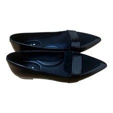 Birdies The Swan Black Leather Suede Pointed Toe Flats Loafers Womens 8