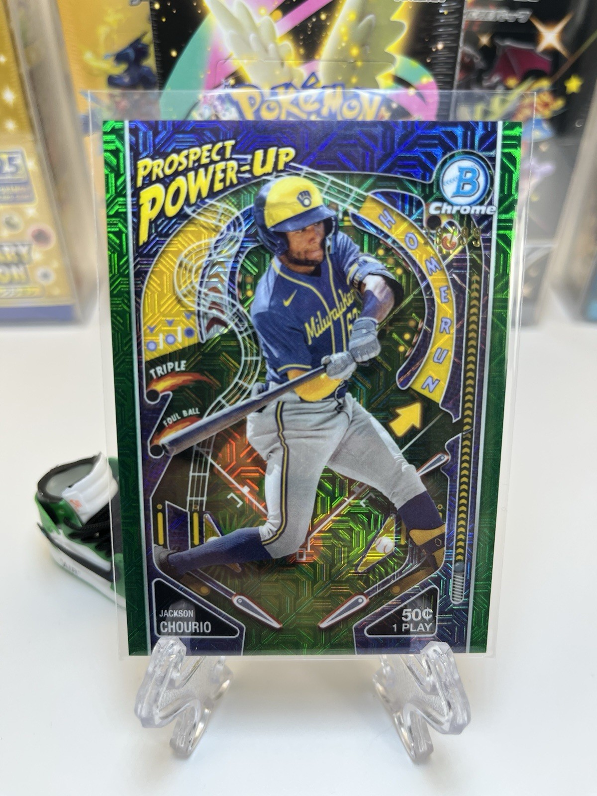 2024 Bowman Chrome Prospect Power Up Jackson Chourio Green Mojo Refractor /99