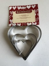 Cookie Cutters The Bakeshop by Master Class 3 Piece Set Heart Shape New