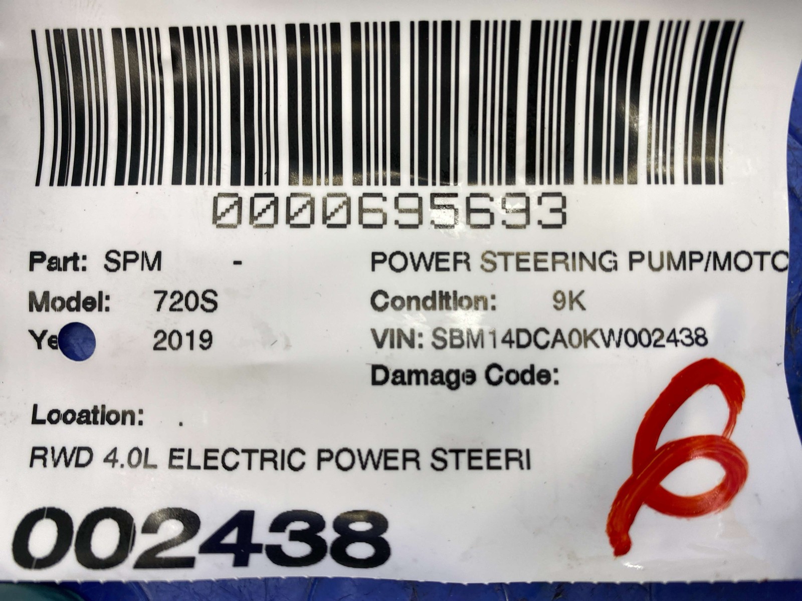 2018-2023 MCLAREN 720S RWD 4.0L ELECTRIC POWER STEERING PUMP MOTOR 14D0032CP