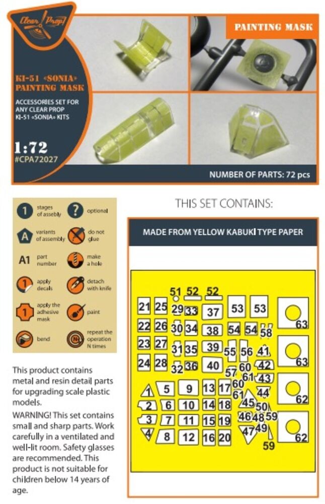 Clear Prop Accessories CPA72027 1:72 Ki-51 Sonia Painting Mask (All Versions)