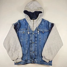 Vintage Arizona Jean Company Denim Hoodie Jacket Men's XL Zip Up 90s 2000s Y2K