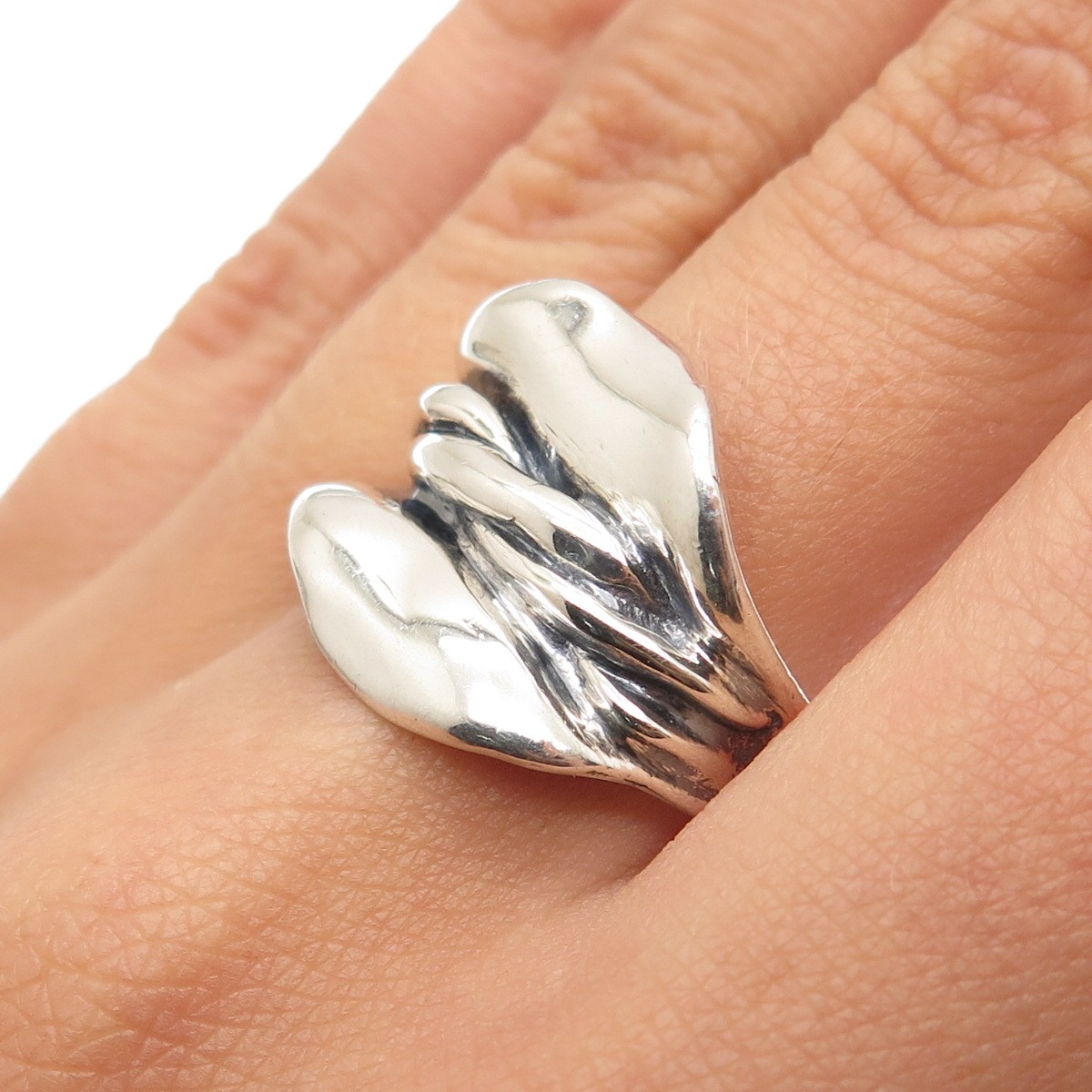 HAGIT GORALI 925 Sterling Silver Vintage Israel Modernist Oxidized Ring Size 8