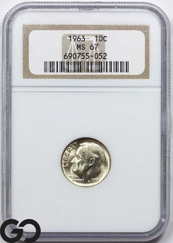 1963 Roosevelt Dime NGC MS 67 ** Premium Quality High Grade!