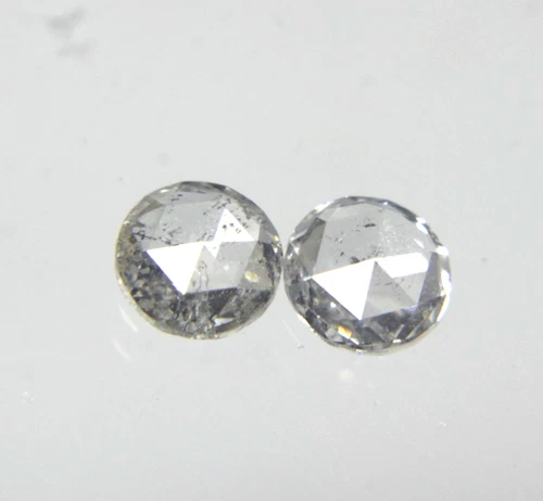 0.76Cts Rose Cut Diamond Beautiful White Color Round Pair 4.61 MM