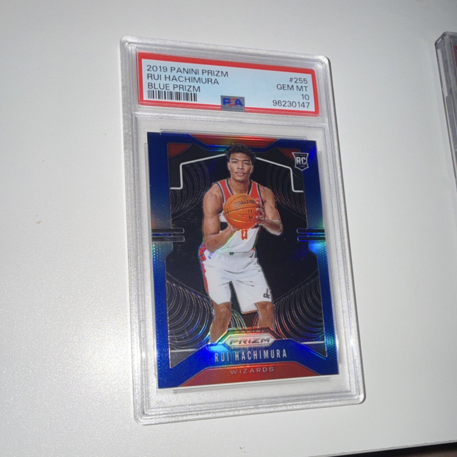 Panini 2019-20 Prizm Rui Hachimura Blue Prizm /199 #255 RC PSA 10 Wizards