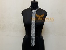 Aluminum Chainmail Necktie   Butted Silver Rings Medieval Cosplay Party Wear
