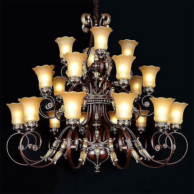 REGALLO 24-Light Gold Decorative Accents Empire Chandelier w/Frosted Tulip Shade