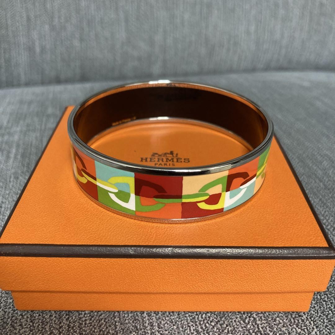 Hermes multi-color enamel bangle bracelet with box 6.5cm Japan-image