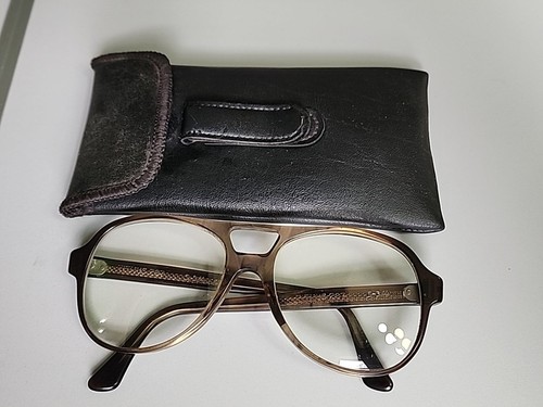 Vintage TITMUS Eyeglass Frames Two Tone Aviator 60's Z87 5-3/4 Glasses W/Case