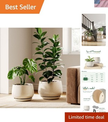 Modern 10'' + 12'' Indoor Planter Set with Drainage - Perfect for Home Decor