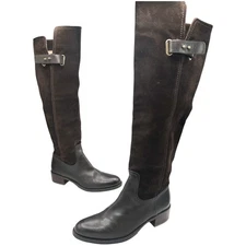 Donald J Pliner Tall Knee High Brown Suede Leather Riding Boots Women’s 6.5
