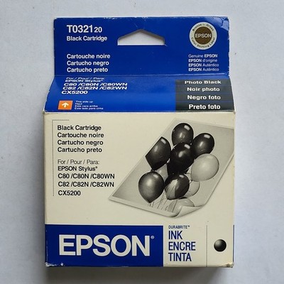 EPSON T032120 Black Ink Cartridge Stylus C80 C82 CX5200 OEM Genuine T0321 Exp 05
