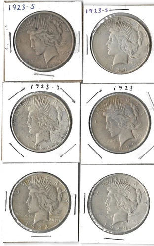SIX (6) 1923 PEACE DOLLARS - LOOK BU YOU GRADE COIN -NOT JUNK 90% SILVER