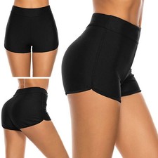 Women Beach High Waist Swim Shorts Bikini Bottom Tankini Shorts Swimwear UK