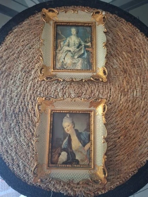 2 Ancien TABLEAU Emaux Procédé HELCA Martelé : Princesse de Cour à identifier - Photo 1/4