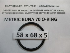58mm ID x 68mm OD x 5mm thick O-ring. Buna-70. Quan 1.