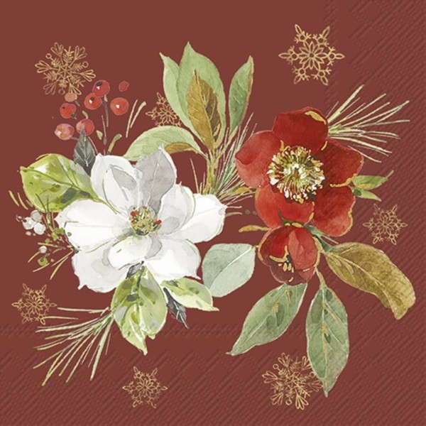 Ihr Poinsettia Bouquet Cocktail-Servietten Papier-Servietten Herbst 25X25 Cm Rot-image