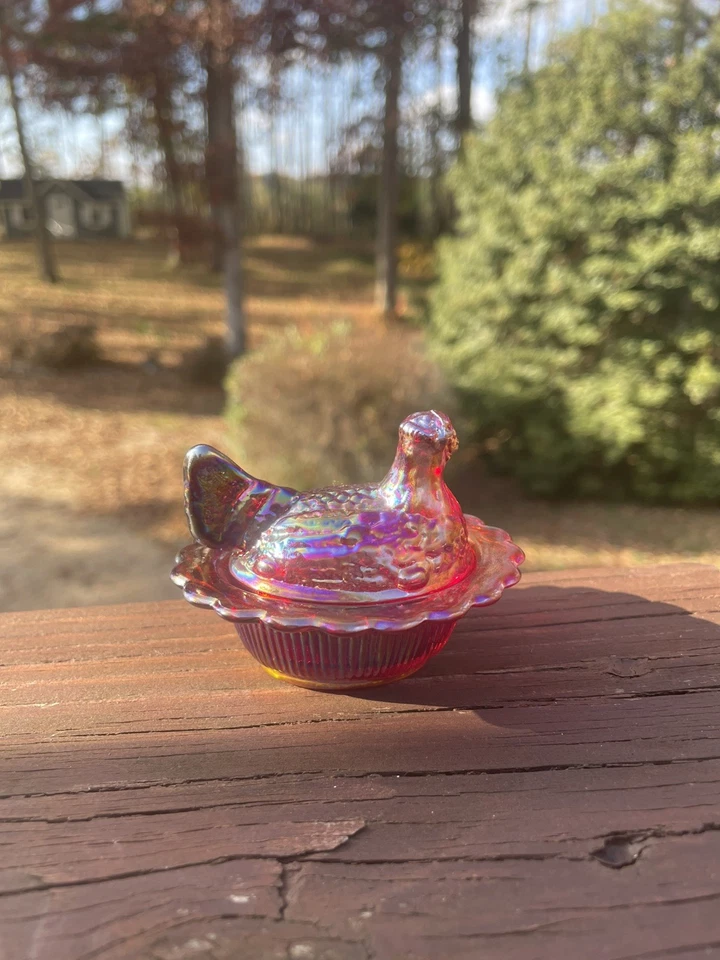 Mosser Ruby Red Carnival Mini Hen On A Nest Glass. No chips or cracks. BEAUTIFUL - Image 4 of 4