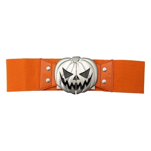 Kreepsville 666 Elastic Orange Waist Belt Trick or Treat Pumpkin Split Buckle - product listing photo