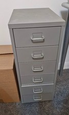 IKEA 6 Drawer Filing Cabinet Unit Tower Home Office Work  Metal Grey On Wheels