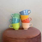 Fiesta Ware Small Coffee Tea Cups Mugs Set Of 7 Sky Scarlett Pink Green Lot