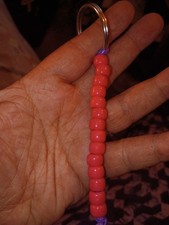 Handmade Red Beaded Key Chain Metal Plastic Solid Pattern for Women