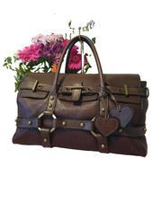 Luella Gisele Y2K bag large heavy leather dark brown VGC with dust bag & hearts
