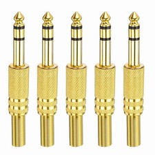 5 Pcs 1/4" Audio TRS Plug, TRS 6.35mm Male Plug Cable Connector, 3.11"