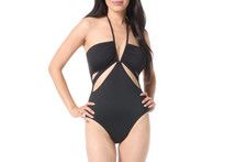 Vince Camuto Women's V-Wire Cut-Out One Piece Swimsuit Black Size 10 2779