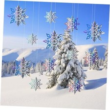 Christmas Snowflake Hanging Decorations 12 PCS, 3D Large Snowflakes Iridescent