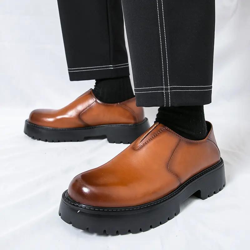 Fashion Mens Round Toe Platform Oxfords Evening Party Formal Dress Shoes Creeper