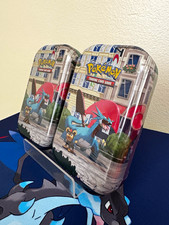 Pok&eacute;mon TCG Lumiose City Mini Tin Salamence Tin + Sticker Sheet 6+ Brand New