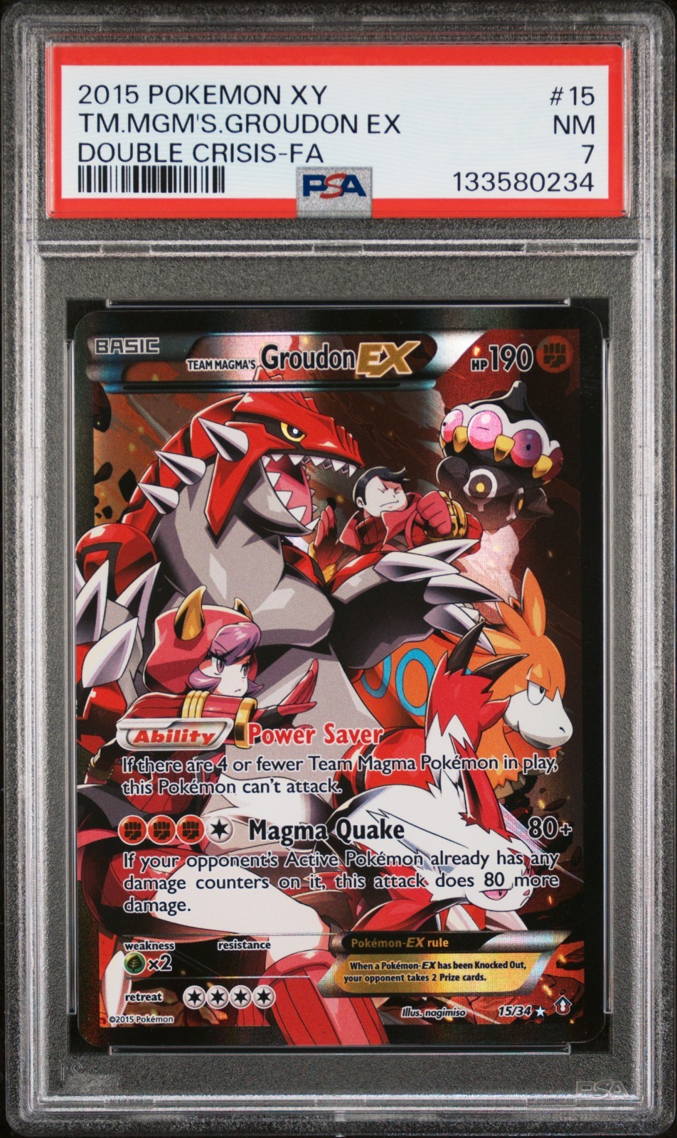 Team Magma's Groudon EX 15/34 Double Crisis Holo PSA 7 Near Mint