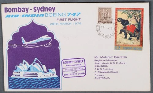 MayfairStamps India 1976 Bombay to Sydney Australia Boeing 747 Air India First F