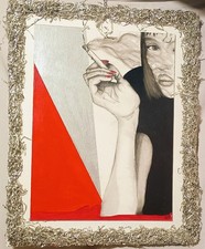 Quadro Moderno Donna Dipinto a Mano su Tela Pop Quadri Per Salone Arredo Casa