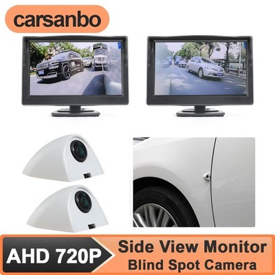 L+R 720P 5inch Monitors + Side View Mirror Camera Night Vision Wide Angle White