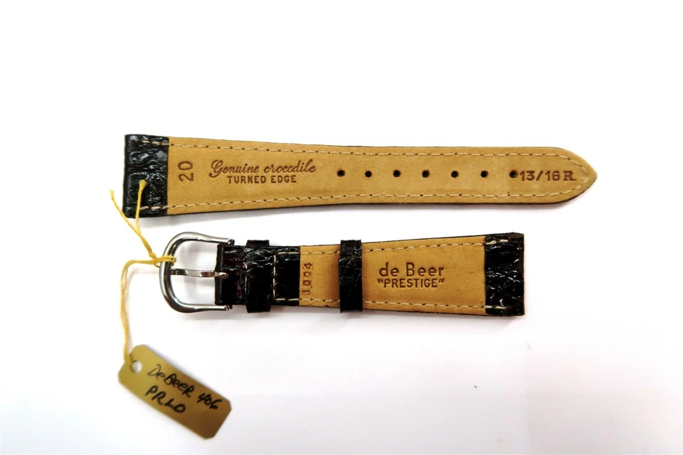 NUEVO Correa de Reloj DeBeer Prestige Paris Cuero Marrón Cocodrilo 20mm Nº 1004 406 Foto 3 de 4